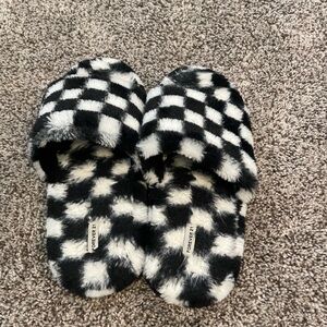 Forever 21 Fuzzy Checkered Slippers